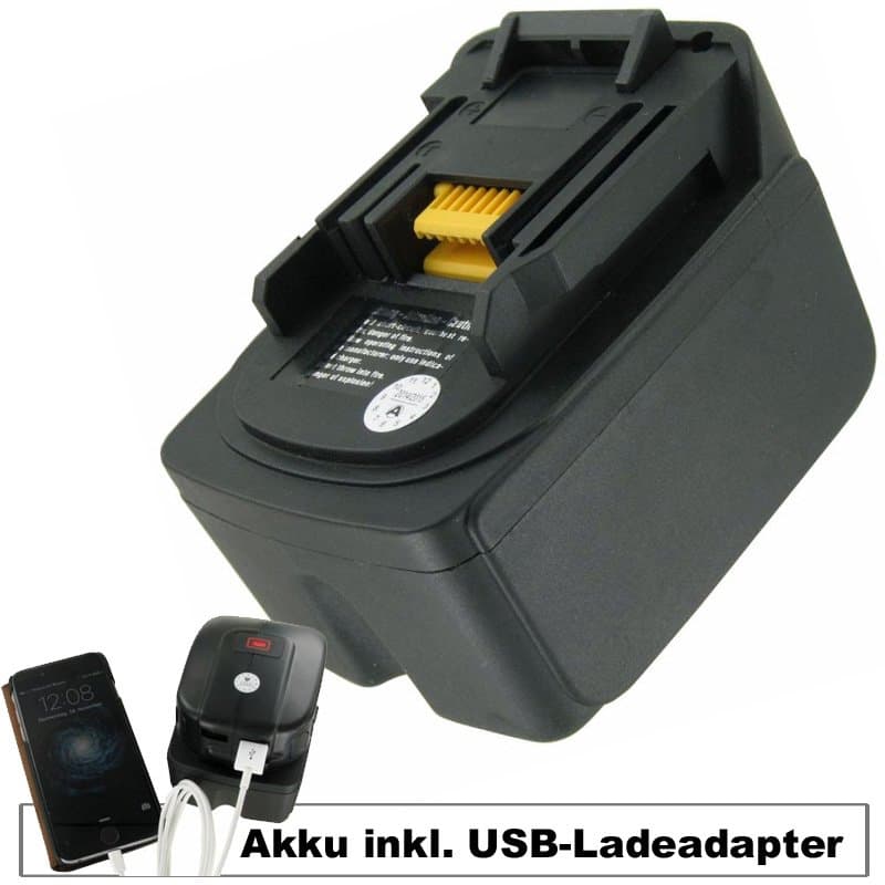 Adaptateur de batterie et de charge USB adapté pour Makita BL-1430, BL-1450 batterie 18Volt 5.0Ah avec adaptateur USB